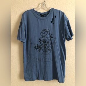 Womens Forever 21 Distressed Blue Capricorn Tee Size Small